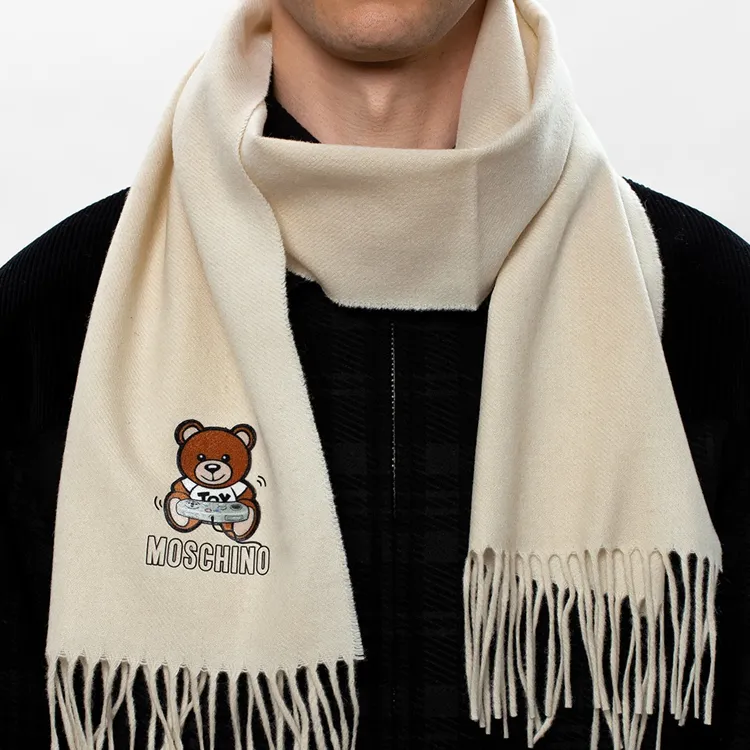 MOSCHINO Knit Scarves Unisex Beige-1