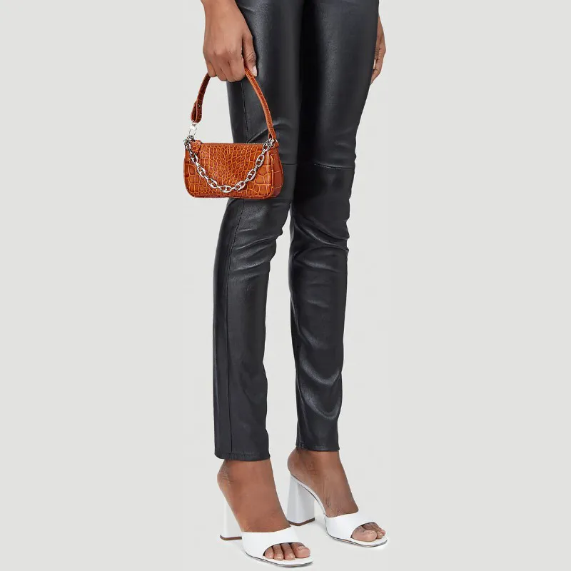 By Far Mini Rachel Leather Baguette Bag Shoulder Bag Handbag Mini Women's Brown-2