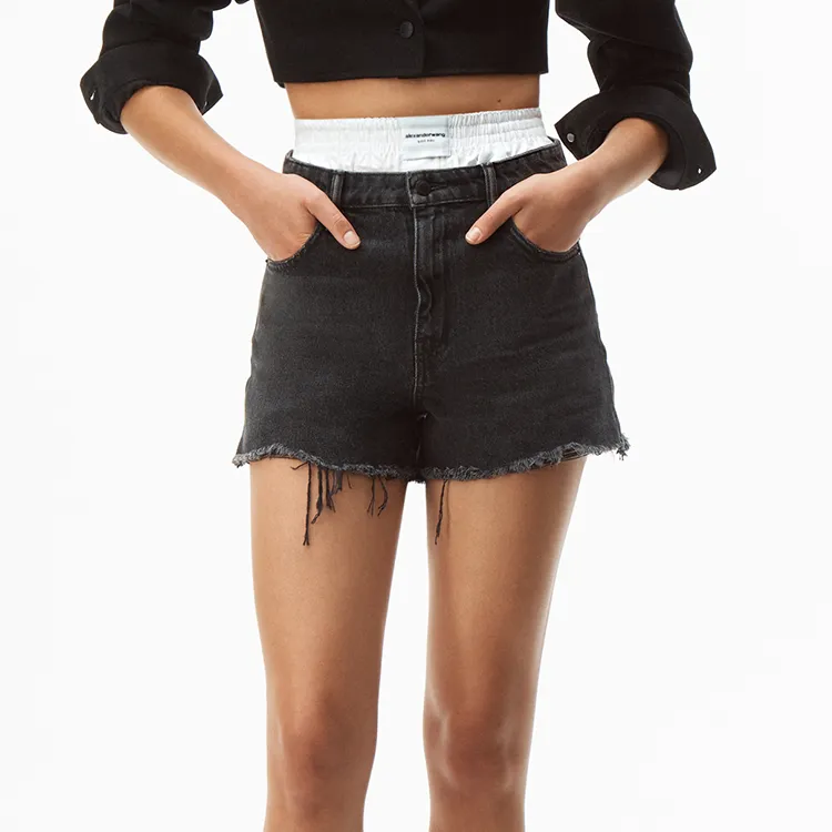 Alexander Wang Bite Denim Shorts Grey Adged-1