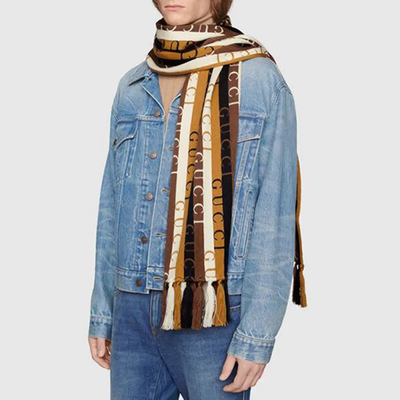 GUCCI Knit Scarves Unisex Brown-2