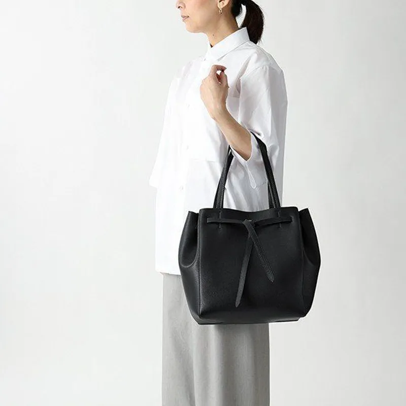 CELINE Calfskin Tote Bag, Shopping Bag, Handbag Women's Black-6