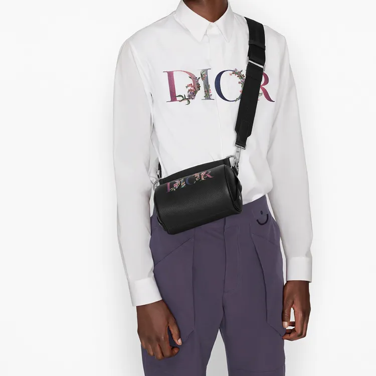 DIOR Grained Calfskin Wheeled Bucket Bag Shoulder Bag Crossbody Bag Mini Men's Black-4