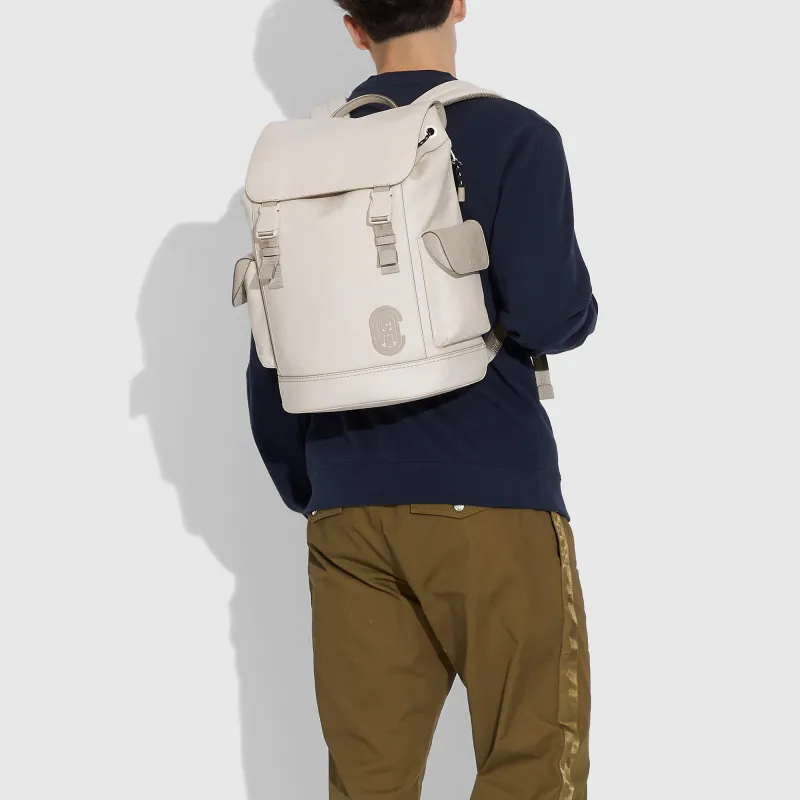 COACH Rivington Leather Travel Bag Backpack Tubas Men's White-3