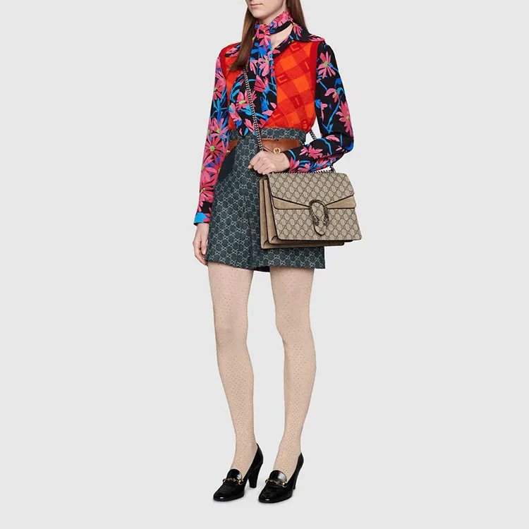 GUCCI Dionysus Canvas With Leather Shoulder Bag, Crossbody Bag Women's-8