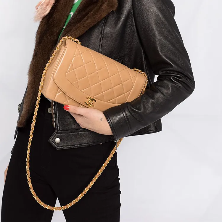 CHANEL Cow Leather Shoulder Bag, Crossbody Bag Women's Dusty Pink-4