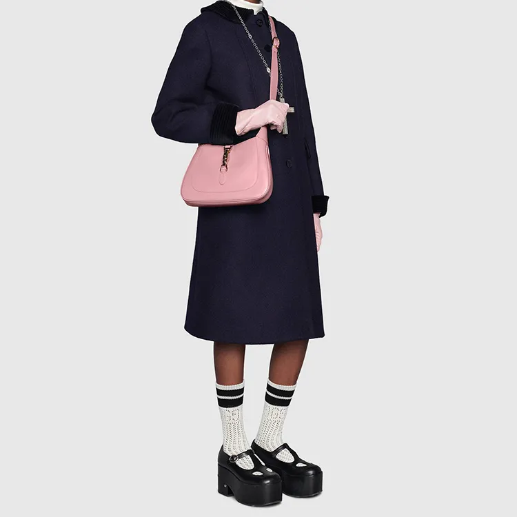 GUCCI Jackie 1961 Leather Crescent Shoulder Bag Shoulder Bag Small Size Women's Light Pink-10