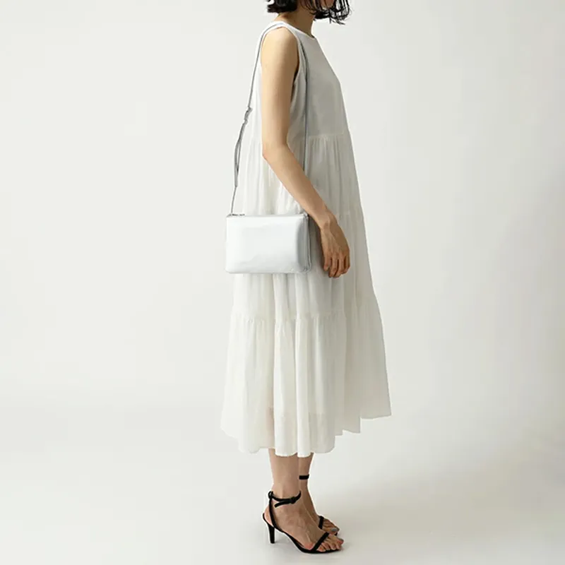 CELINE Trio Calfskin Shoulder Bag Crossbody Bag Women's Silver White-7