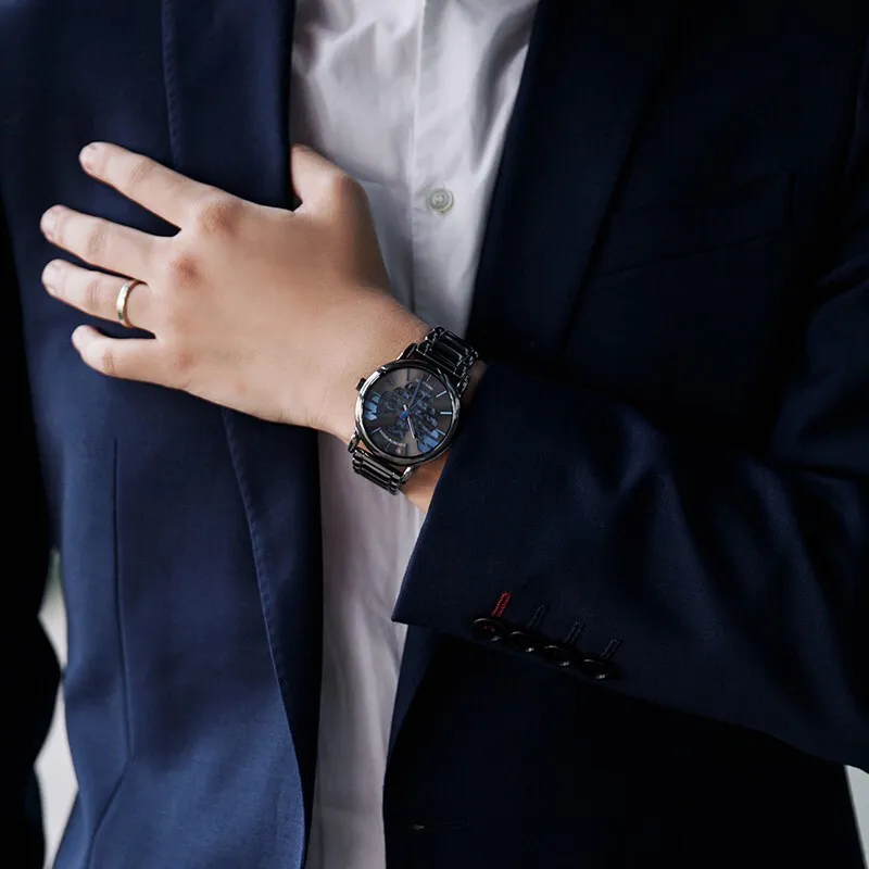 EMPORIO ARMANI Mechanical Heart Wrist Watch Automatic Mechanical Movement Cut Out Dial Men's Watches-3
