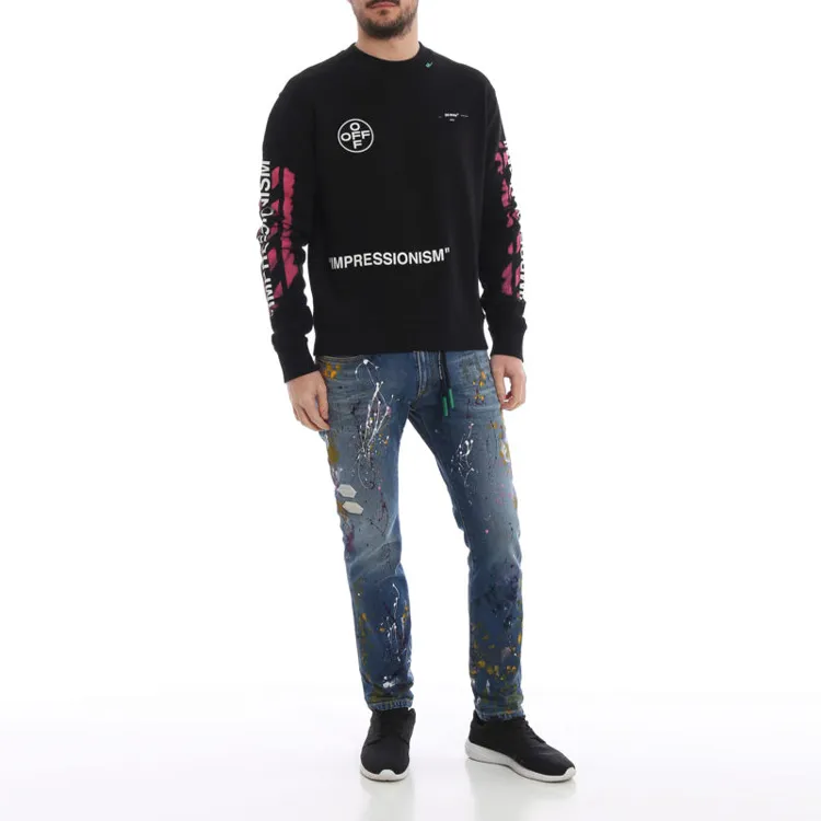 OFF WHITE Impressionism' Diag Stencil Sweatshirt-4
