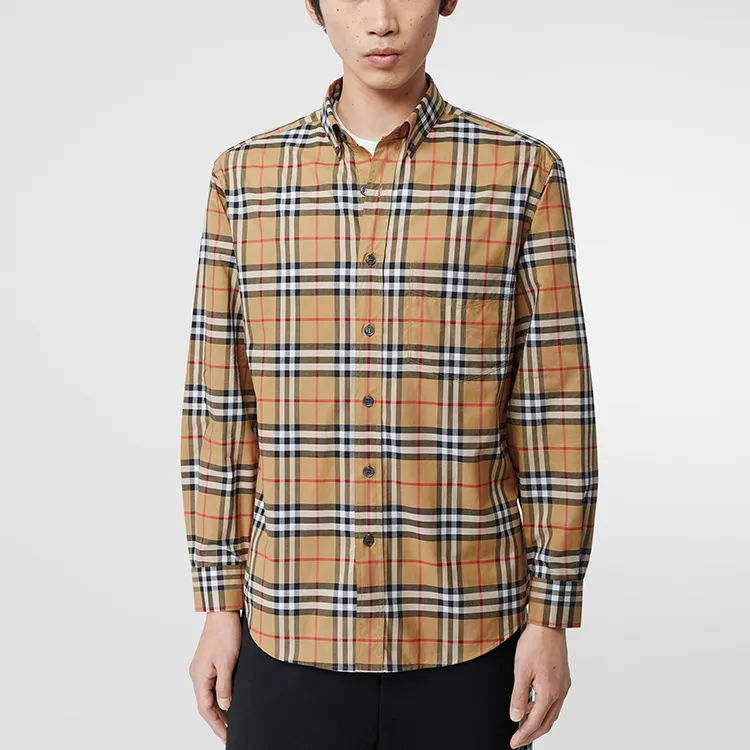 Burberry Shirt Fall Unisex Classical Style Yellow-2