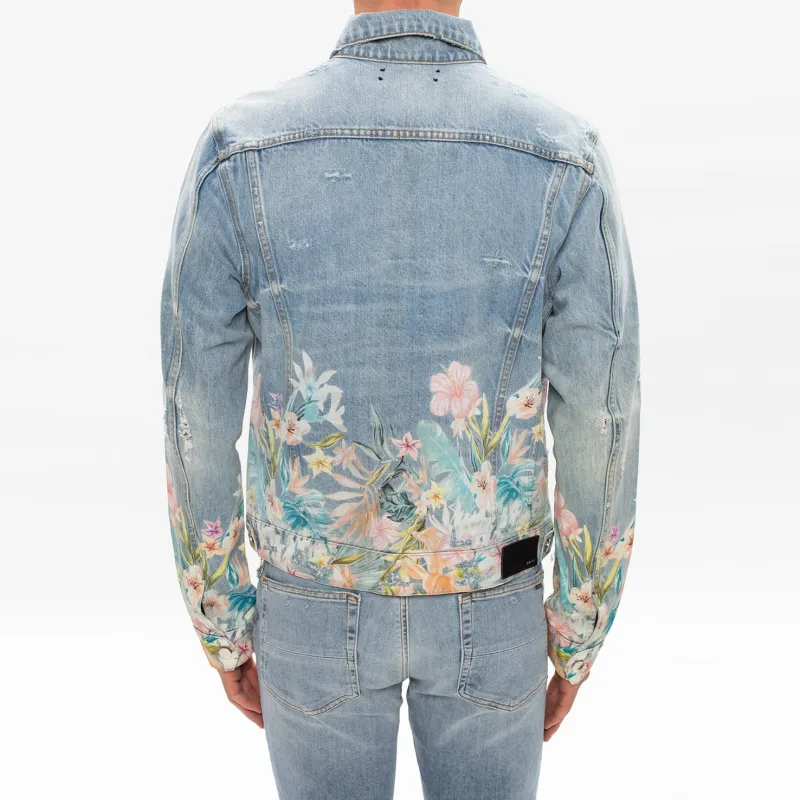 AMIRI Floral Leaf Denim Trucker Jacket-2