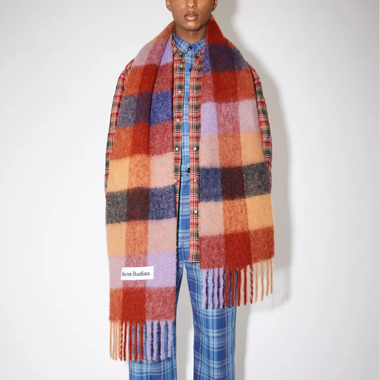 Acne Studios Knit Scarves Unisex Brown/Lilac/Marine Blue-2