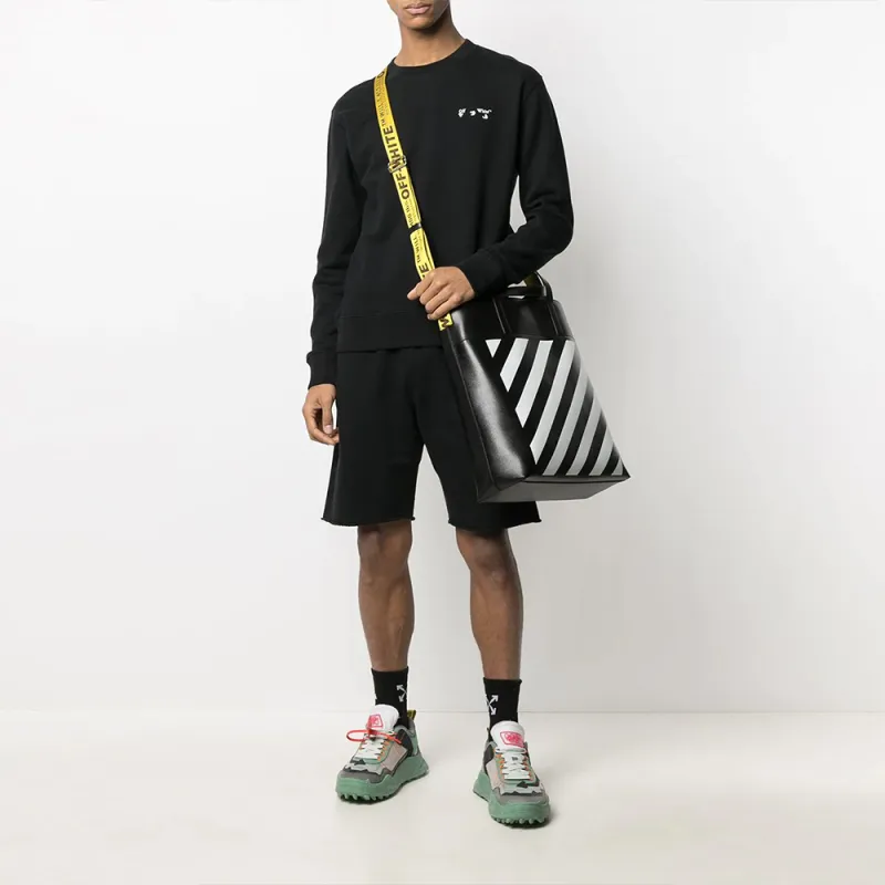OFF WHITE Diag Striped Industrial Belt Strap Tote Black/White-4