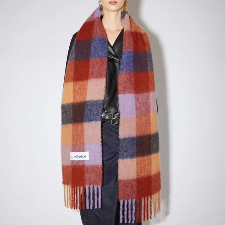 Acne Studios Knit Scarves Unisex Brown/Lilac/Marine Blue-1