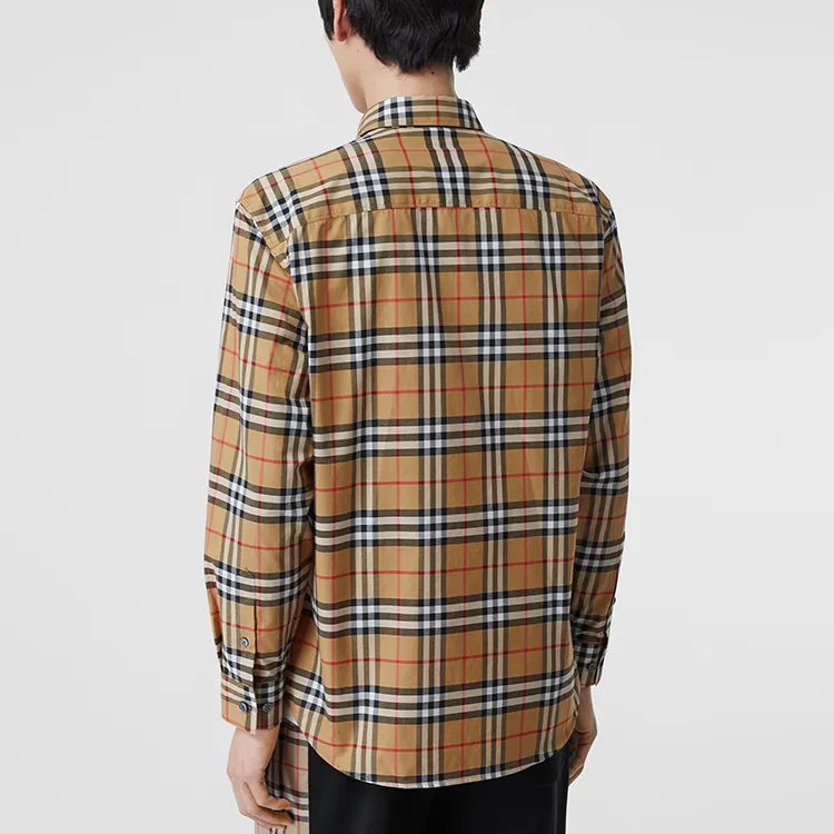 Burberry Shirt Fall Unisex Classical Style Yellow-3