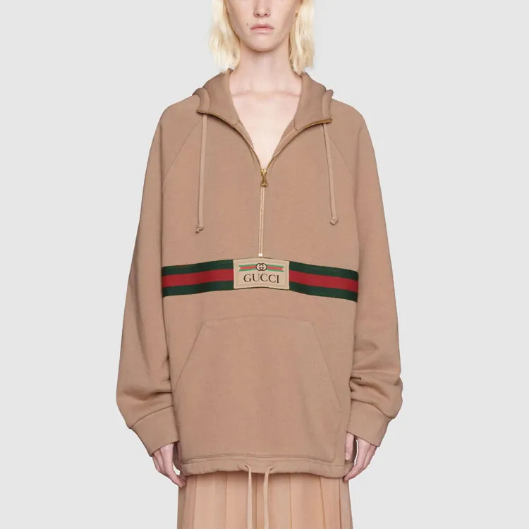 GUCCI Web-stripe Cotton Hoodie-2