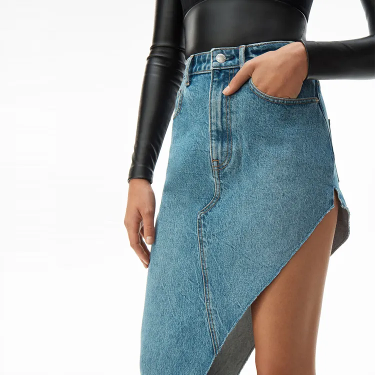Alexander Wang Denim Long Skirts Women's Vintage Medium Blue-3