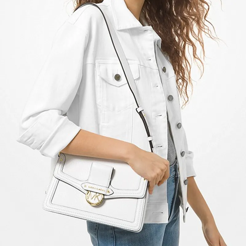 MICHAEL KORS Jessie Leather Crossbody Bag, Shoulder Bag Women's White-3