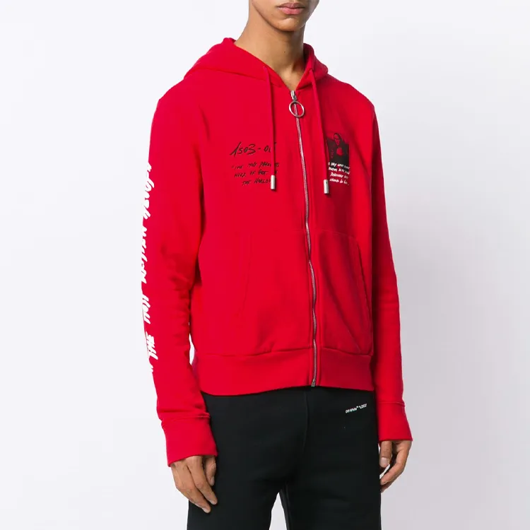 OFF WHITE Monalisa Graphic Print Zip Hoodie-2