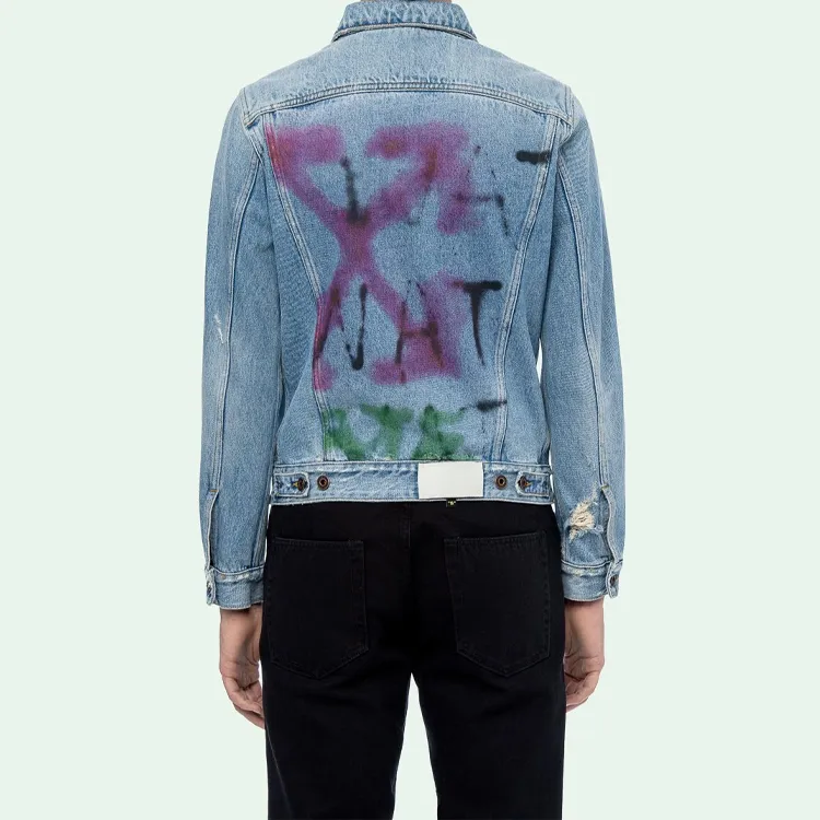 OFF WHITE Slim Bleached Denim Jacket-4