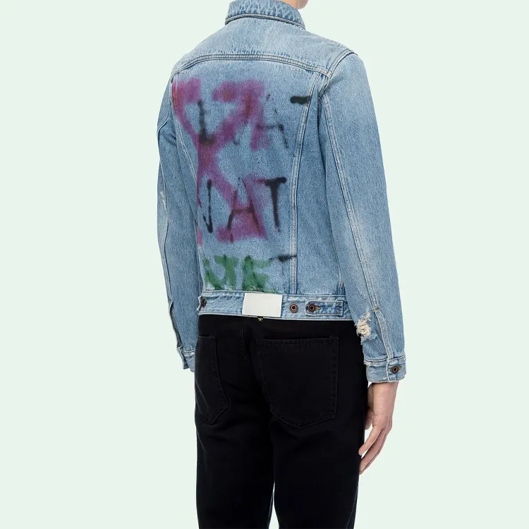 OFF WHITE Slim Bleached Denim Jacket-2