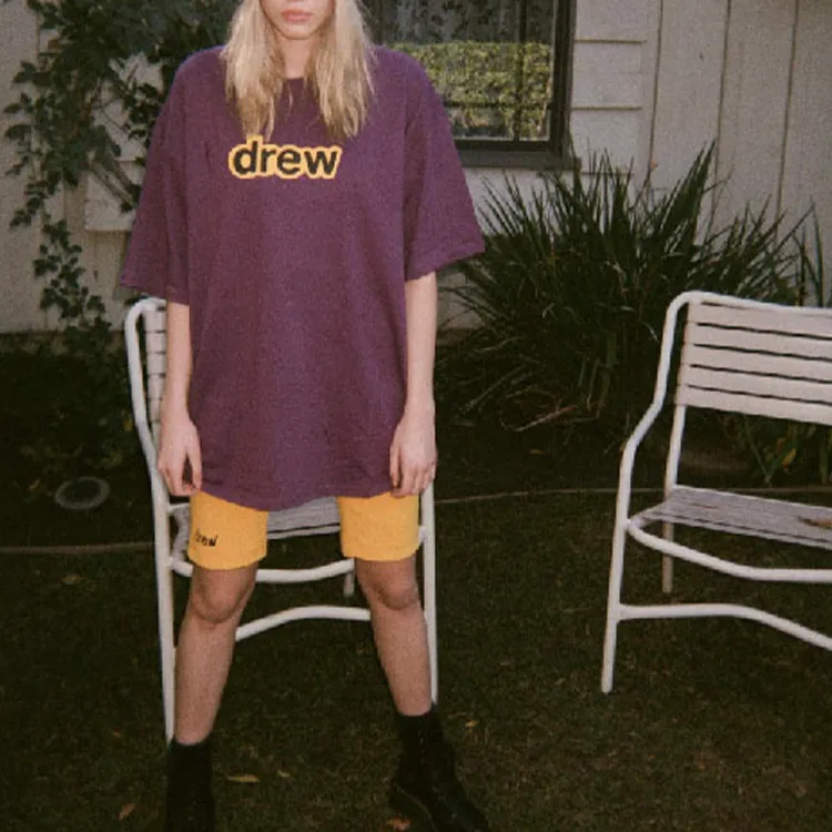 Drew House Letter Logo Series T Shirts Unisex Dark Purple-3