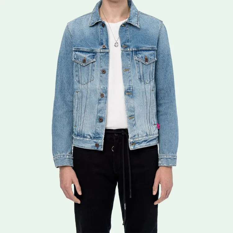 OFF WHITE Slim Bleached Denim Jacket-3
