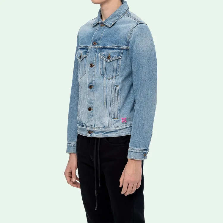 OFF WHITE Slim Bleached Denim Jacket-5
