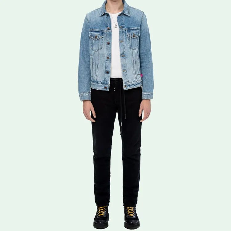 OFF WHITE Slim Bleached Denim Jacket-7