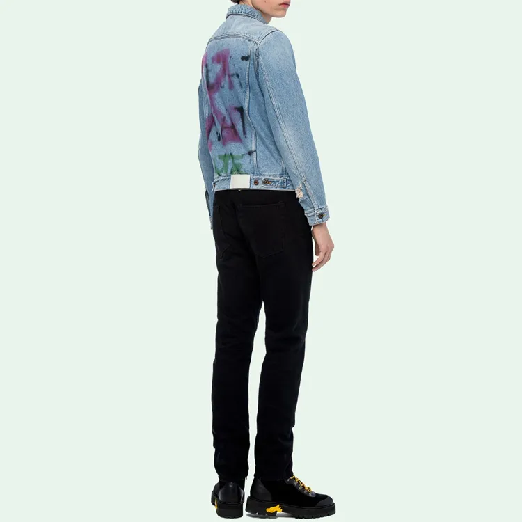OFF WHITE Slim Bleached Denim Jacket-6