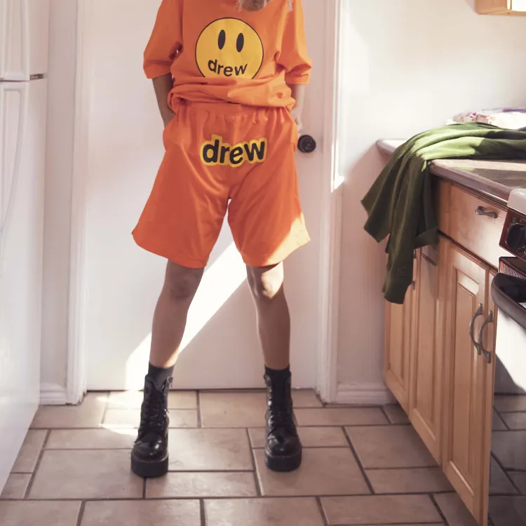 Drew House Letter Logo Series Casual Shorts Unisex Orange-4