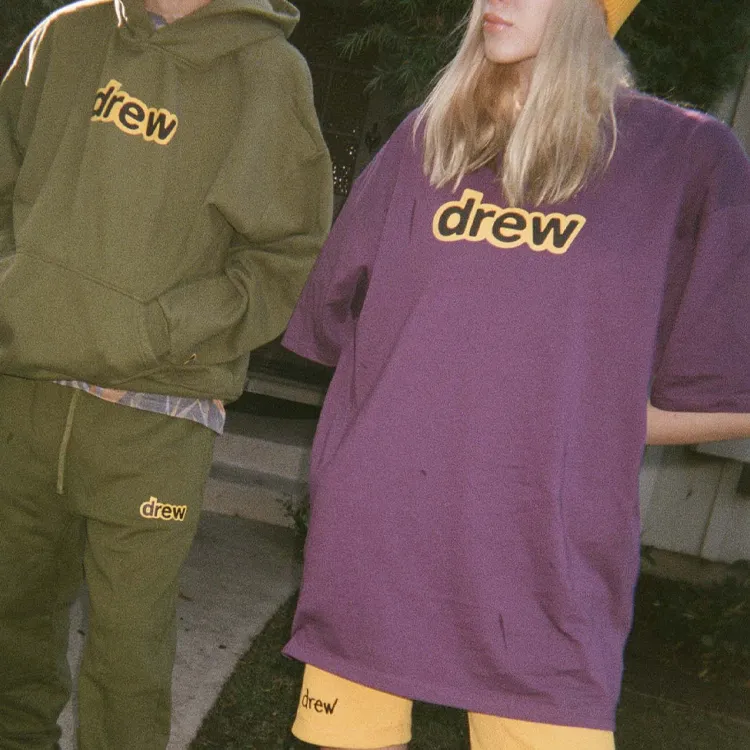 Drew House Letter Logo Series T Shirts Unisex Dark Purple-6