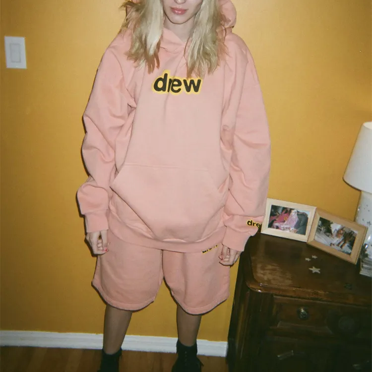 Drew House Letter Logo Series Sweatshirts Unisex Peach Pink-3