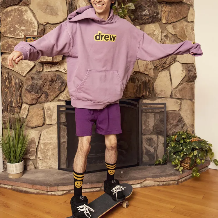 Drew House Letter Logo Series Sweatshirts Unisex Lilac Purple-3