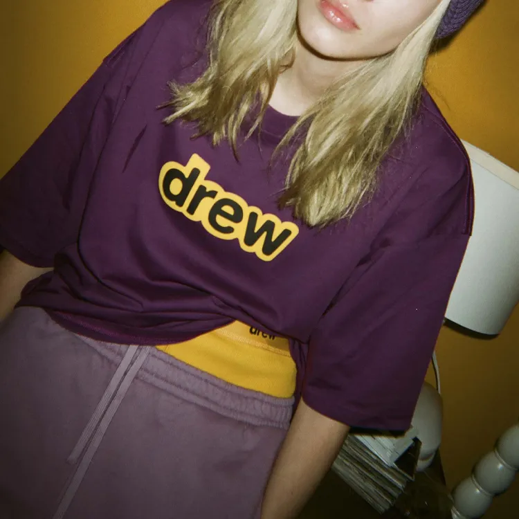 Drew House Letter Logo Series T Shirts Unisex Dark Purple-4