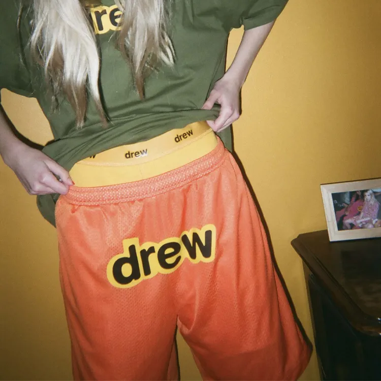Drew House Letter Logo Series Casual Shorts Unisex Orange-5