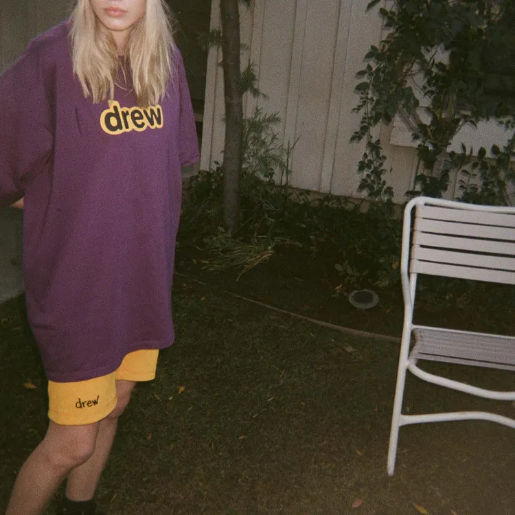 Drew House Letter Logo Series T Shirts Unisex Dark Purple-5