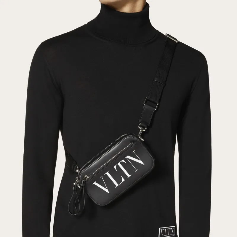 Valentino VLTN Cow Leather Crossbody Bag, Fanny Pack Trumpets Men's Black-5