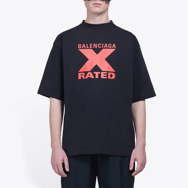Balenciaga Loose Fit Style T Shirt Men's Black-2
