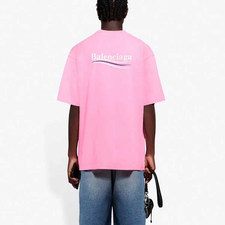 Balenciaga T Shirt Loose Fit Style Men's Light Pink-4