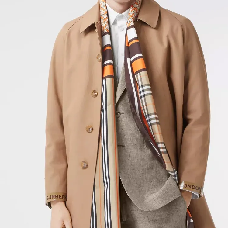 Burberry Monogram Icon Stripe And Check Print Silk Scarf-2