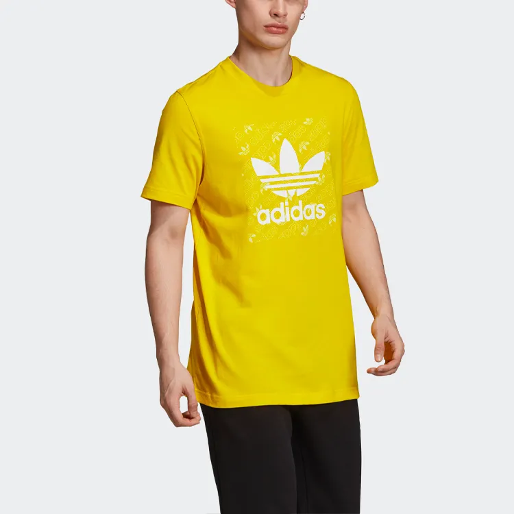 Adidas Originals MONOGRAM SQUARE Retro T Shirts Men Yellow-5