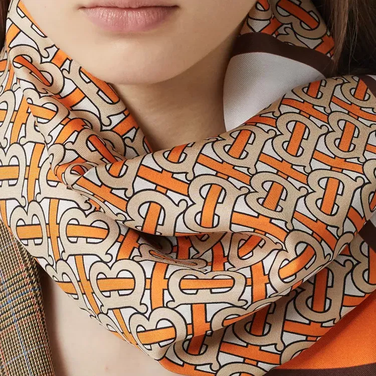 Burberry Monogram Icon Stripe And Check Print Silk Scarf-3