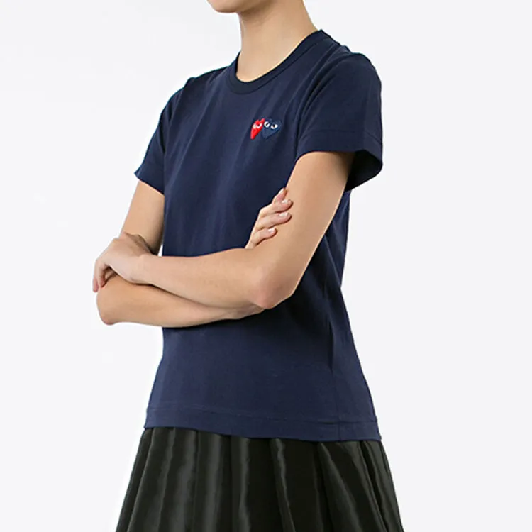 CDG Play Navy & Red Double Heart T Shirt 'Navy'-4