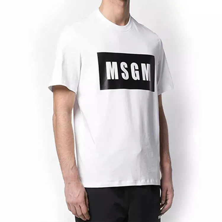 MSGM Logo print Cotton T shirt-1