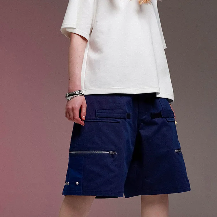 UNVESNO Loose Fit Shorts Unisex Blue-5
