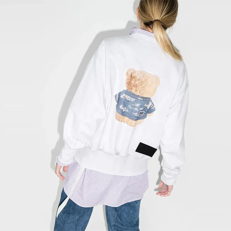 WE11DONE Denim Jacket Teddy print Sweatshirt-2
