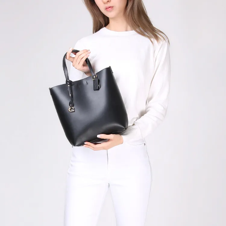 COACH Central Cow Leather Tote Bag Shopping Bag Shoulder Bag Crossbody Bag Handbag Medium Size Women's Black-4
