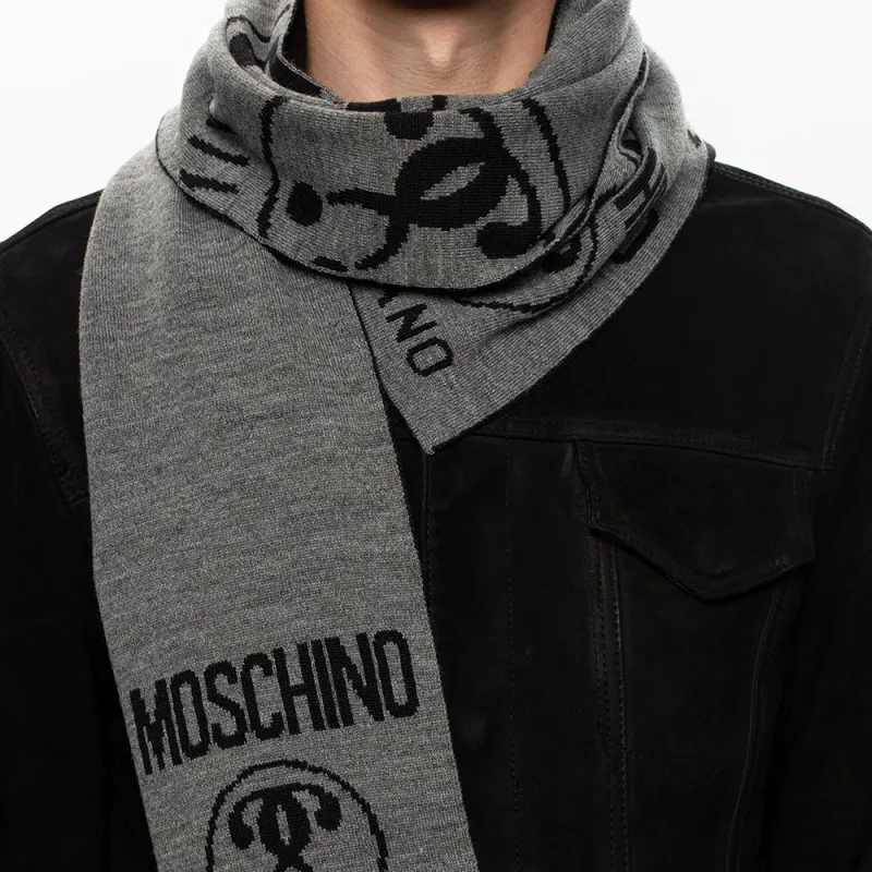 MOSCHINO Knit Scarves Unisex Gray-1