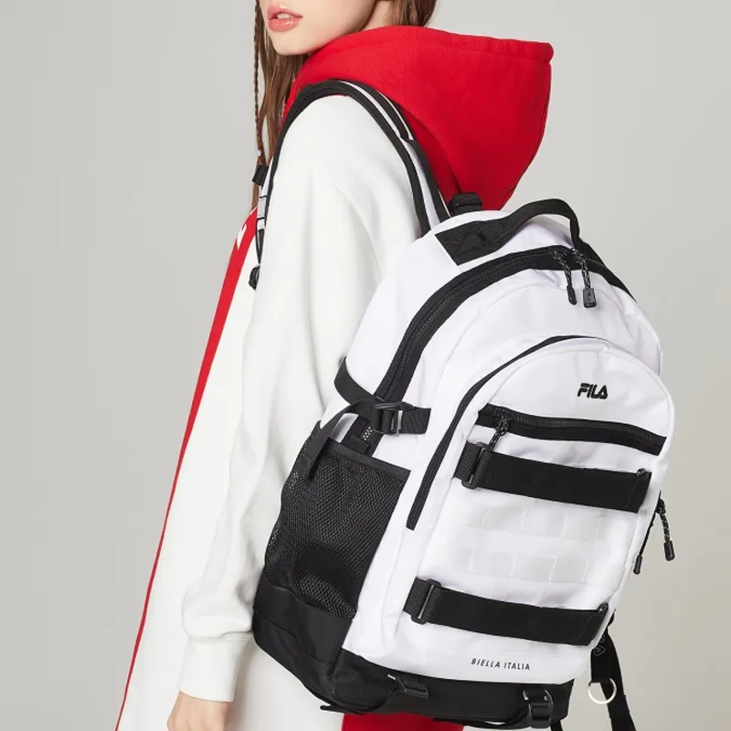 FILA Nylon Backpack Regular Unisex Black White-3